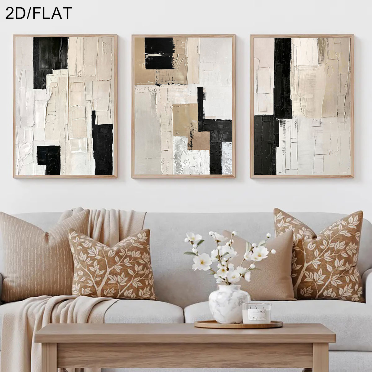 Abstract Canvas Set - 3 stuks frameloos, 3 stuks/set moderne