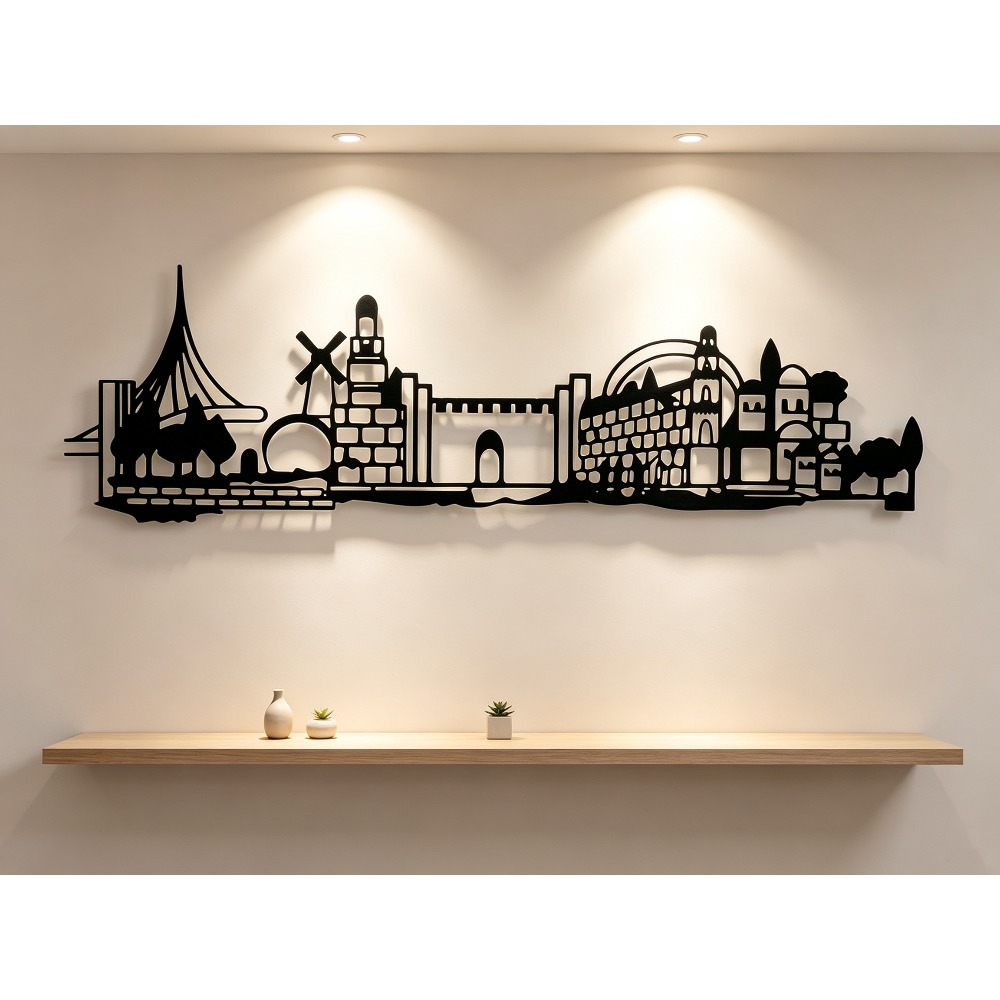Wall Art - CIFBUY metalen wanddecoratie met Jeruzalems skyline,