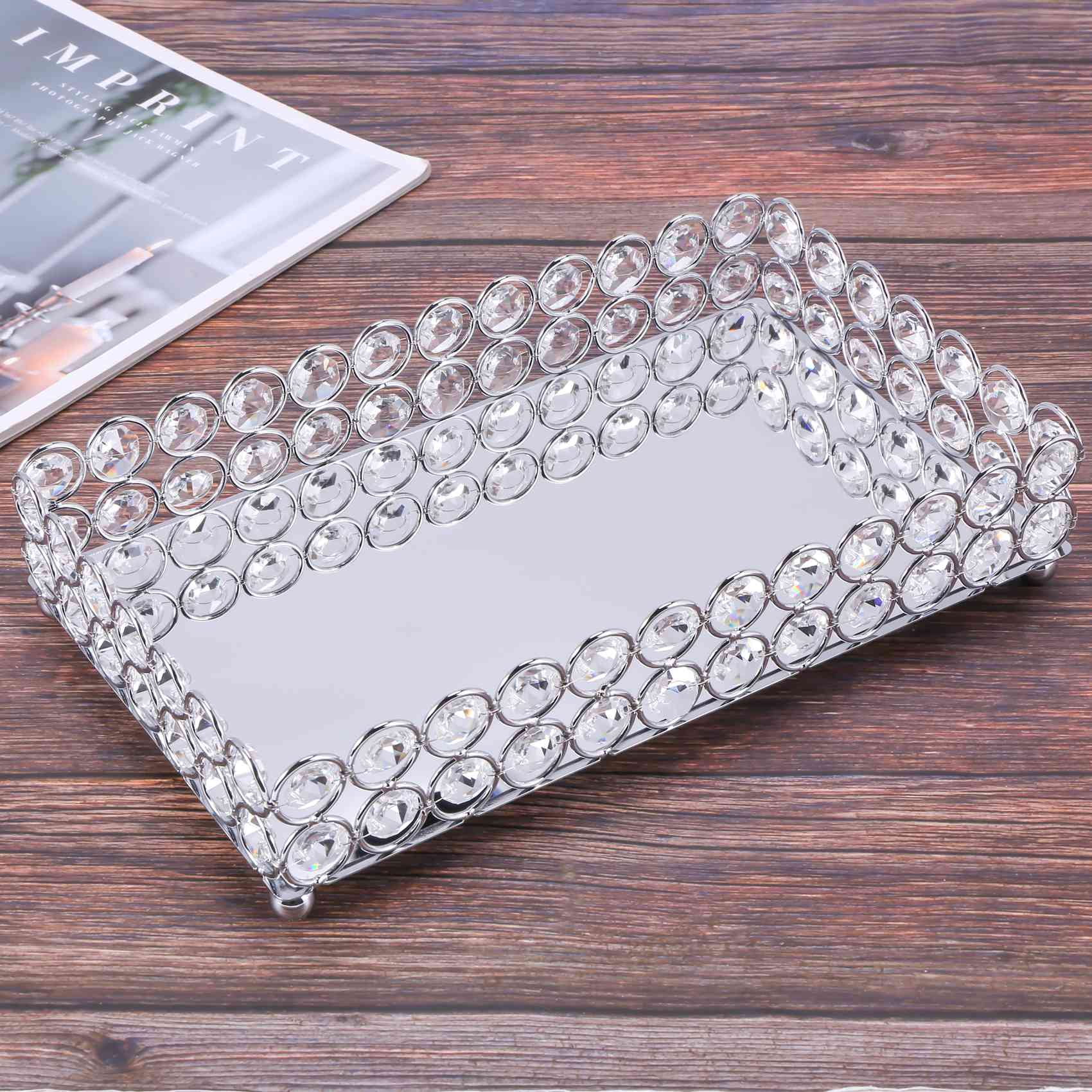 Decorative Mirror - ABSS-Crystal rechthoekige cosmetische dienblad, sieraden- en