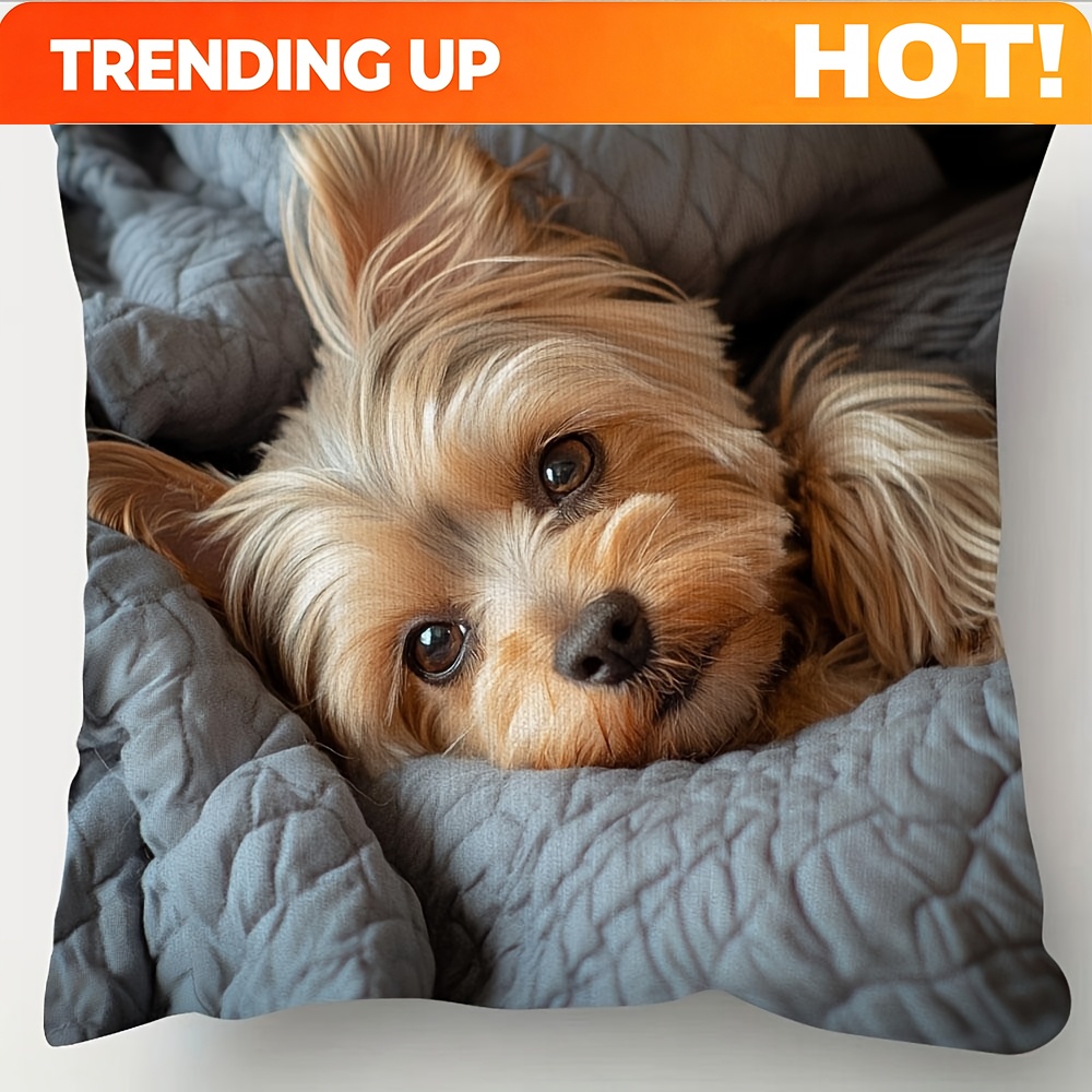 Throw Pillow - Aanpasbare 1-delige Yorkshire Terrier print kussensloop