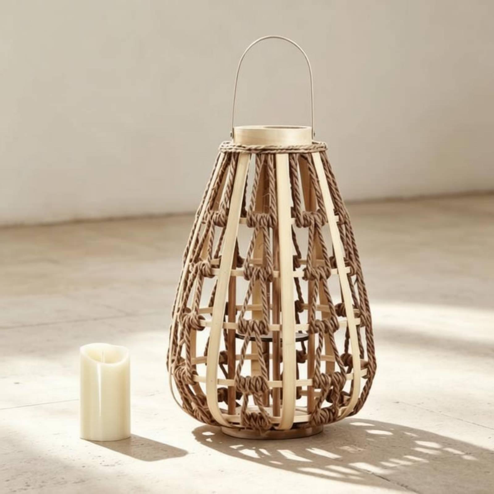 Natuurlijke houten touwlantaar - Candle Holder Decor recensie en prijs
